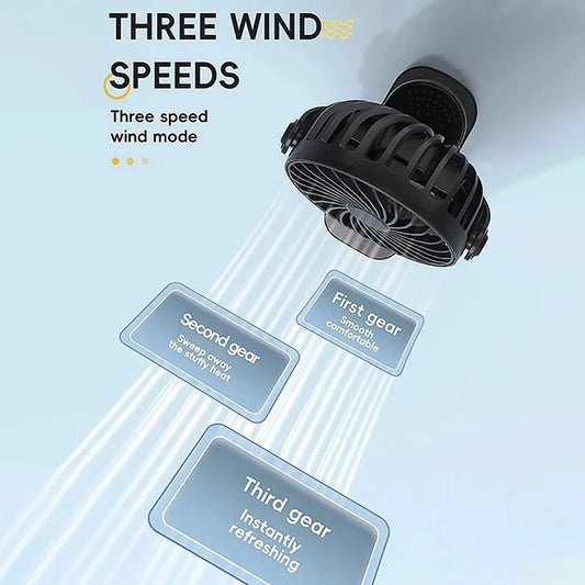 "BreezeTech 720° clip and standing fan, rechargeable portable cooling fan"