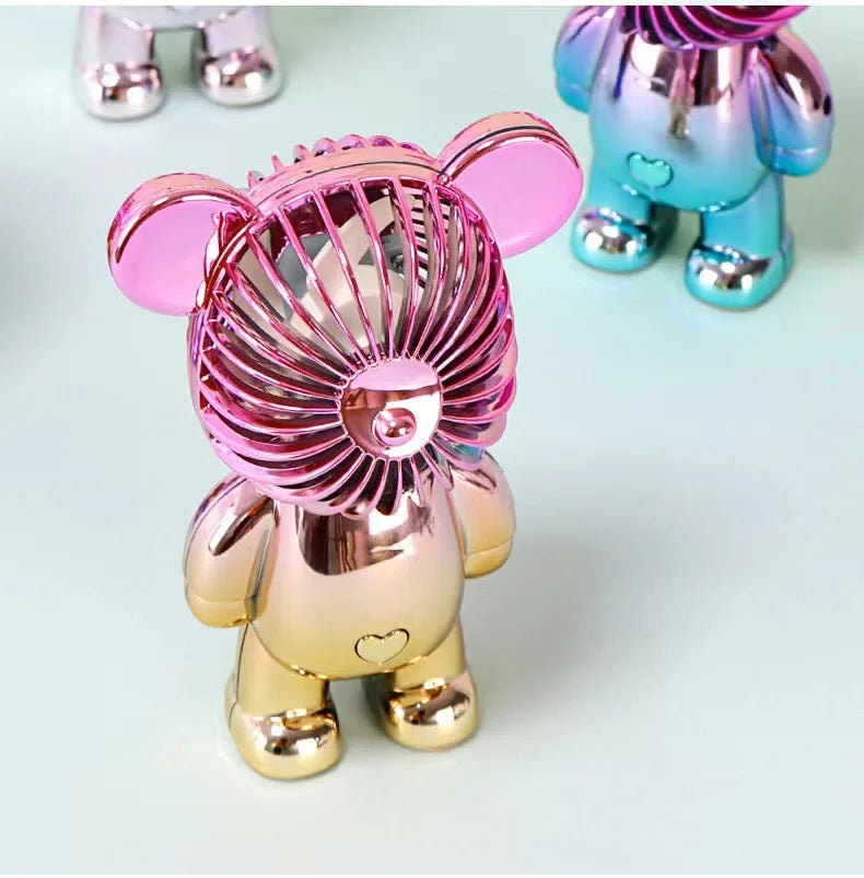 "BreezeTech bear desktop USB fan, compact mini cooling fan"