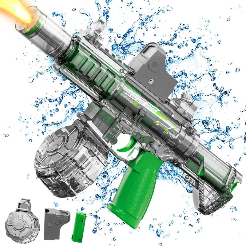 "BreezeTech M416 electric water gun, rechargeable summer blaster"