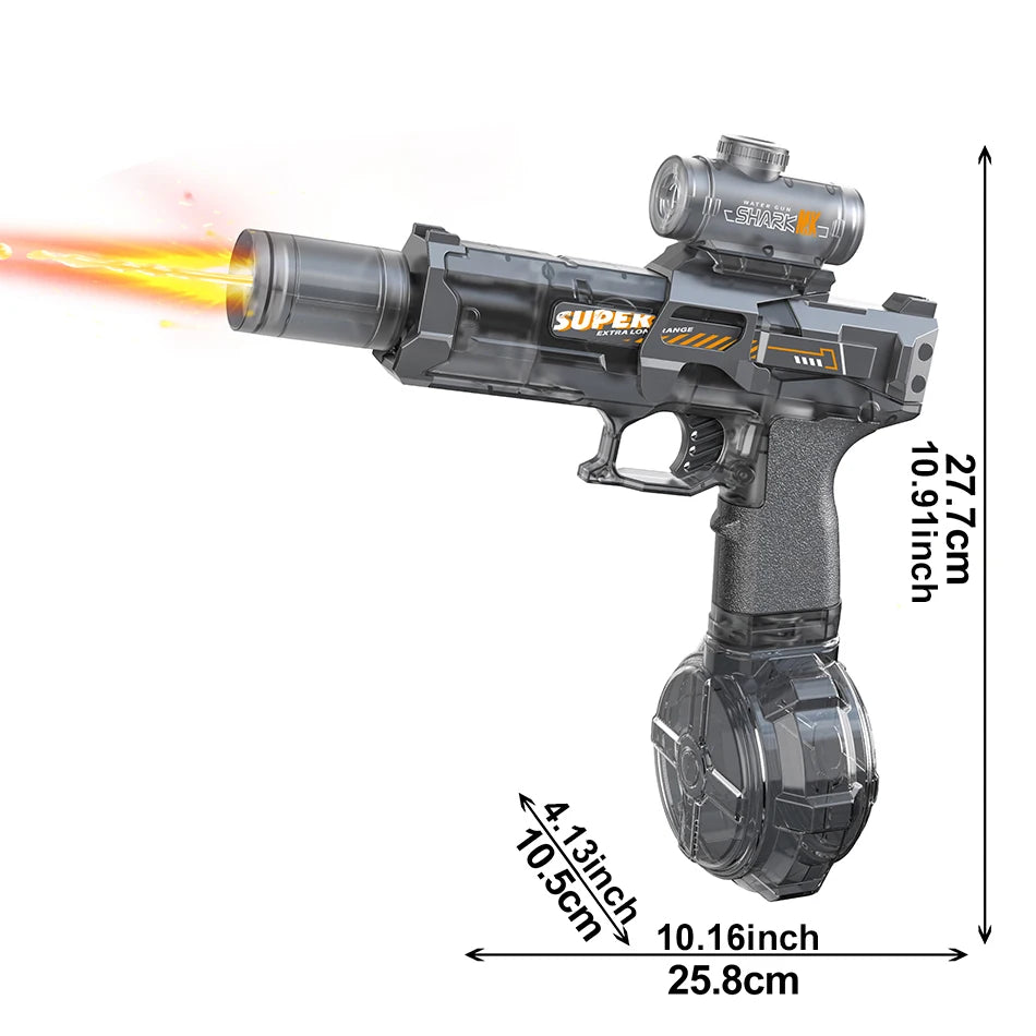 "BreezeTech electric water pistol V2 with flashing sensor light"