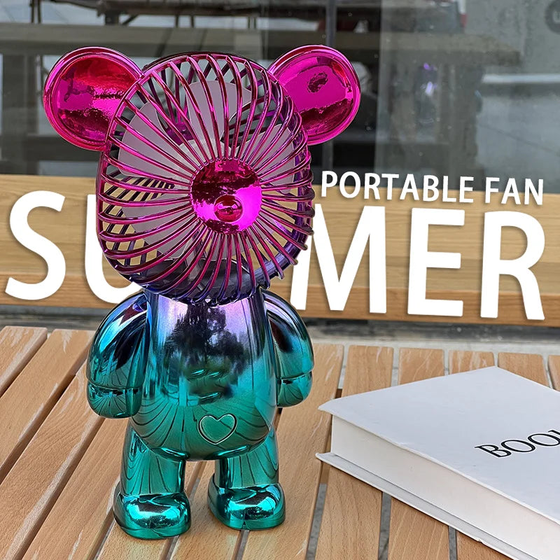 "BreezeTech bear desktop USB fan, compact mini cooling fan"