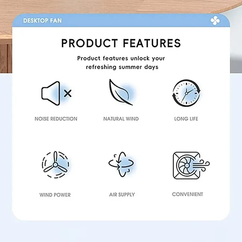 "BreezeTech 720° clip and standing fan, rechargeable portable cooling fan"